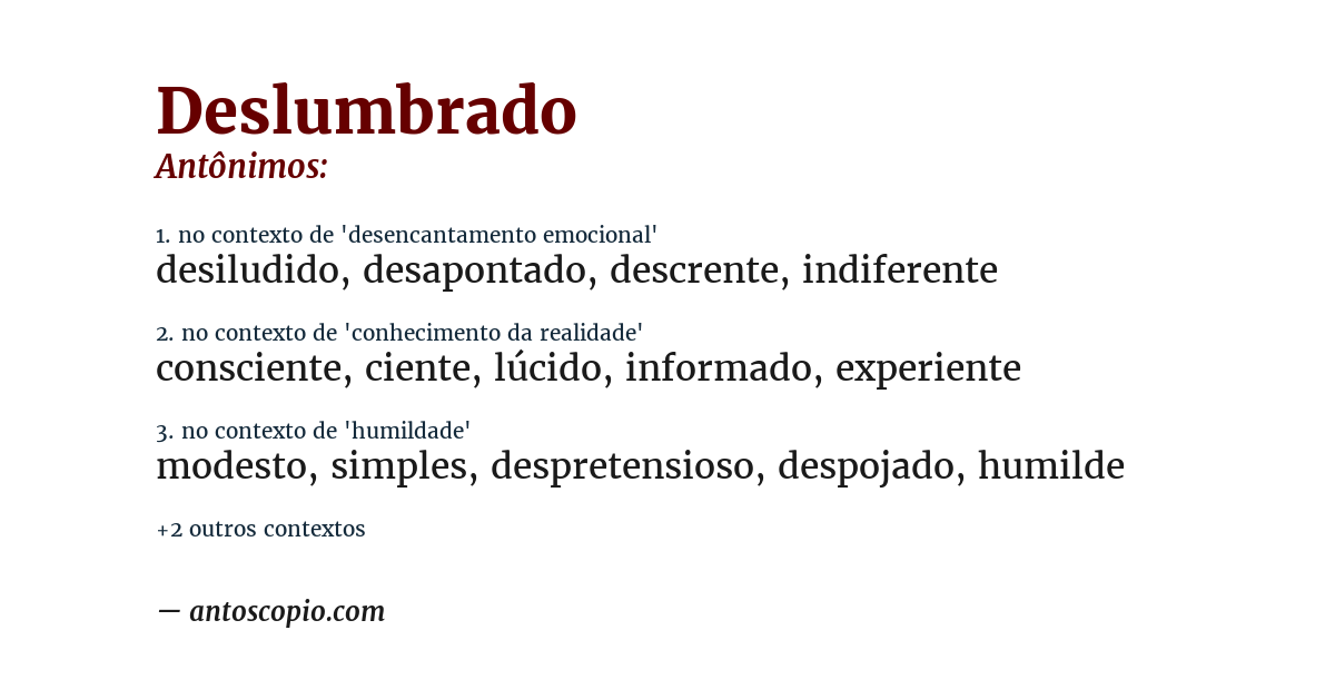 Antônimo de deslumbrado