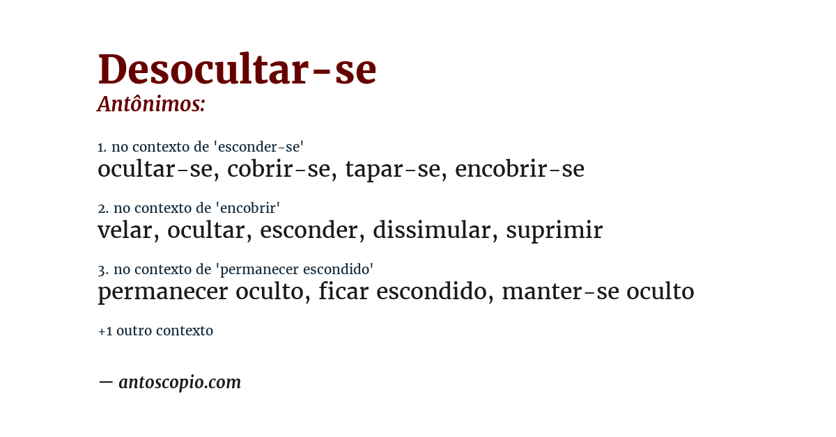 Antônimo de desocultar-se