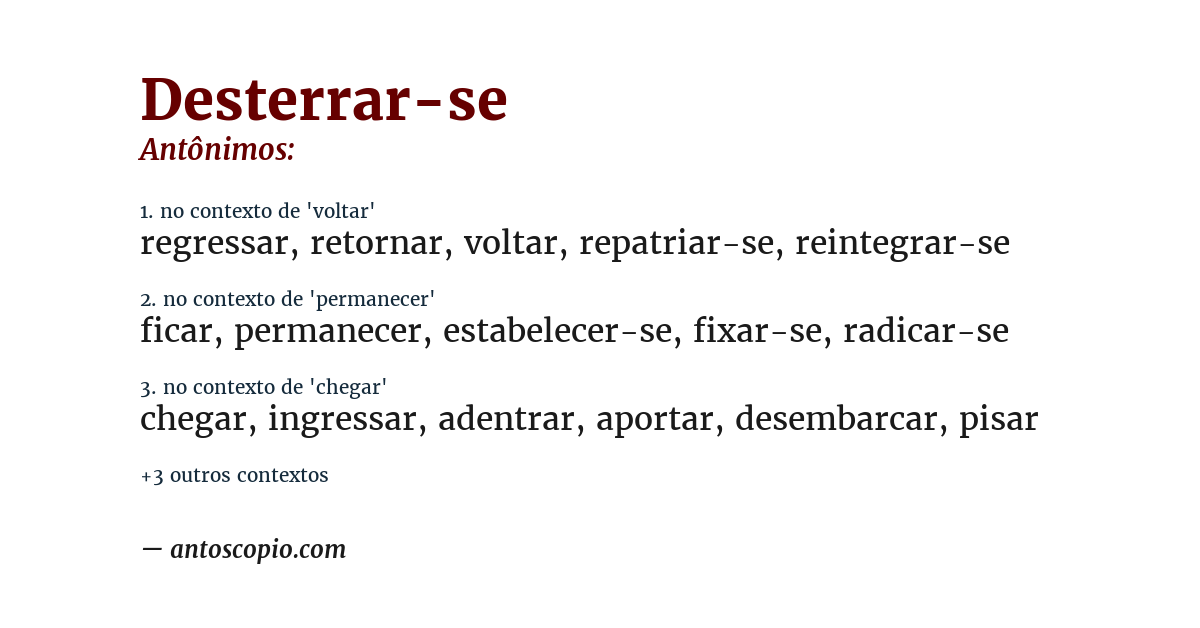 Antônimo de desterrar-se