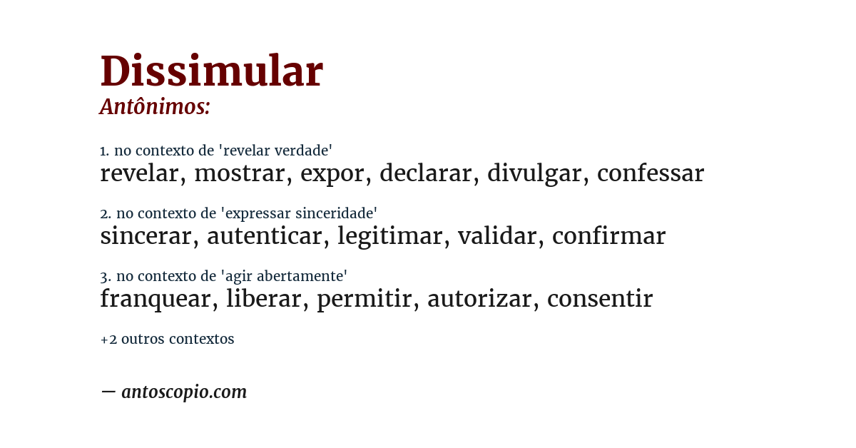 Antônimo de dissimular