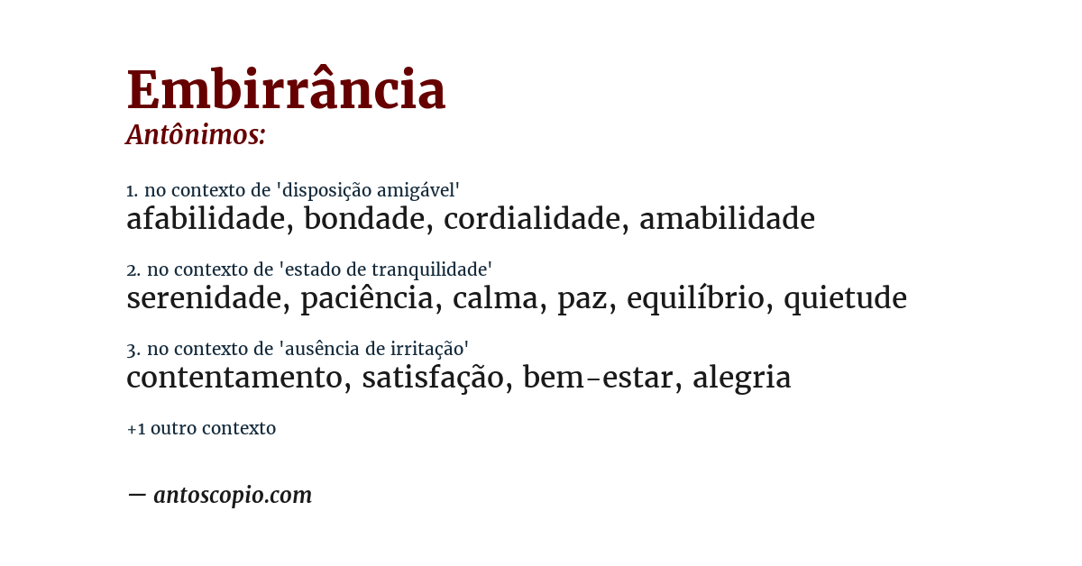 Antônimo de embirrância