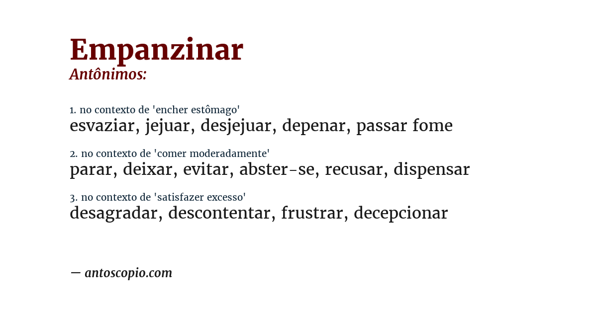 Antônimo de empanzinar