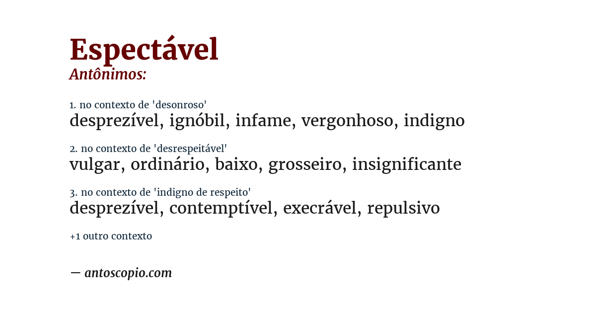 Antônimo de espectável