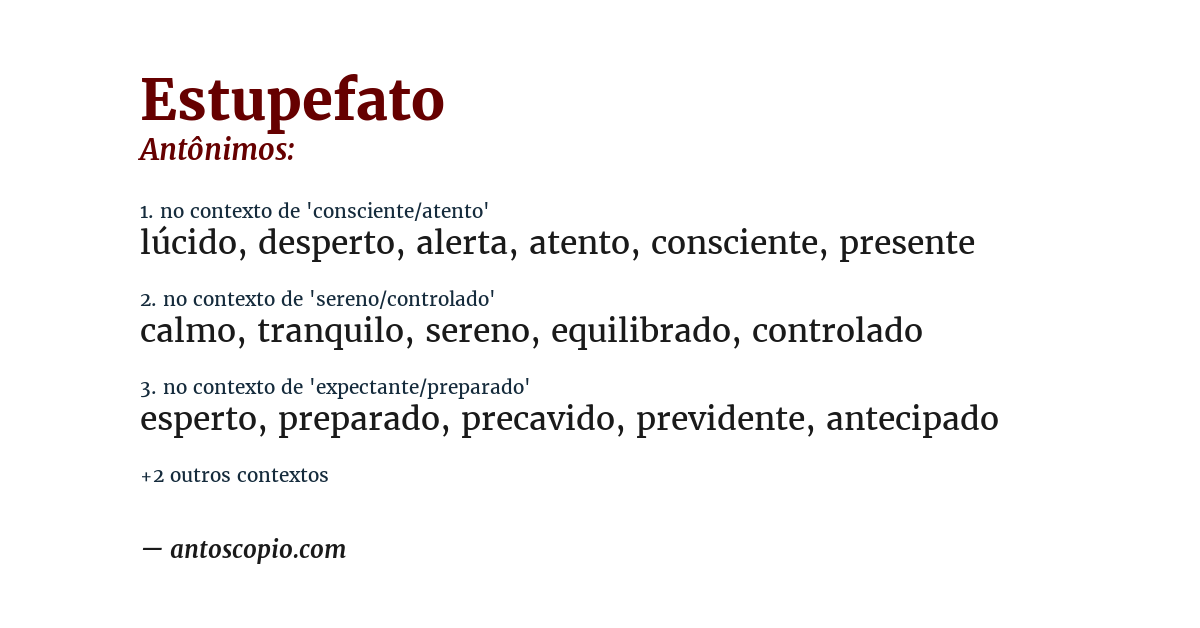 Antônimo de estupefato