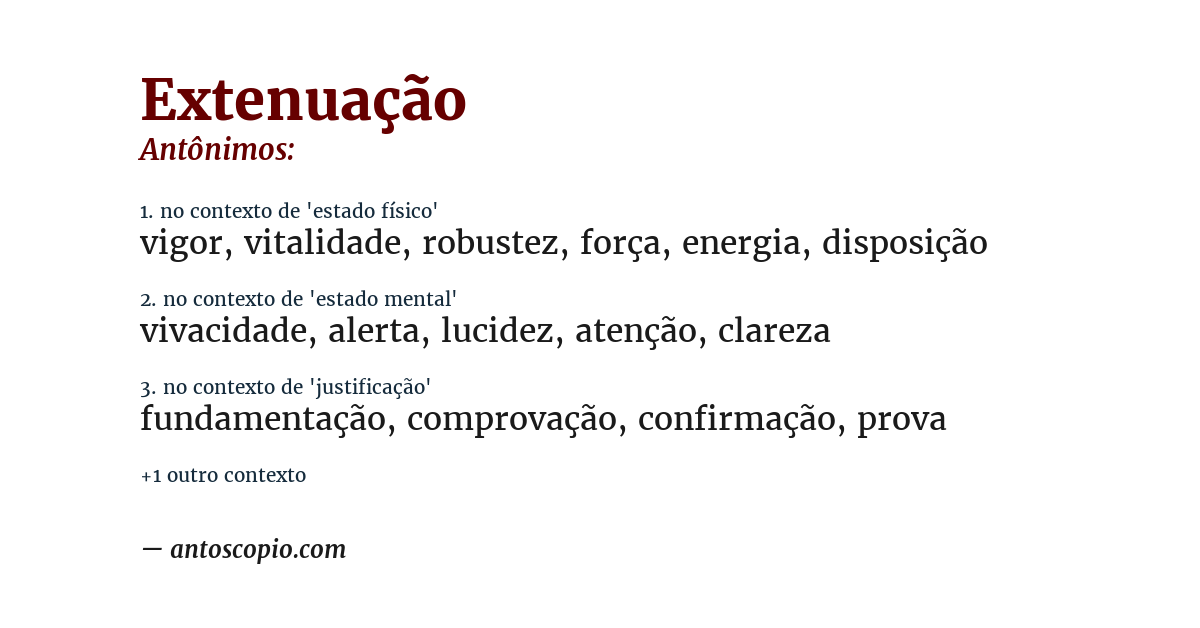 Antônimo de extenuação