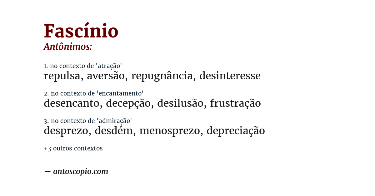 Antônimo de fascínio