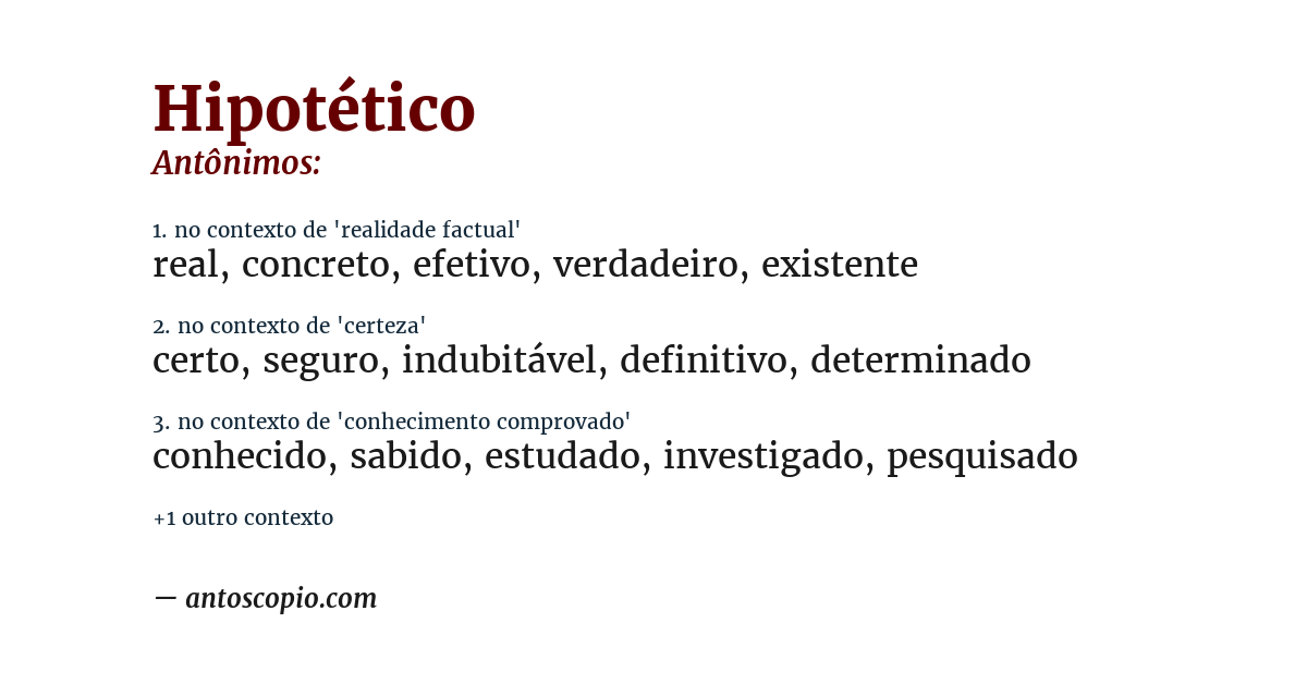 Antônimo de hipotético