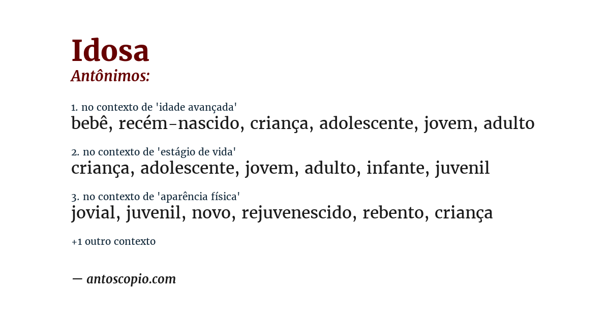 Antônimo de idosa