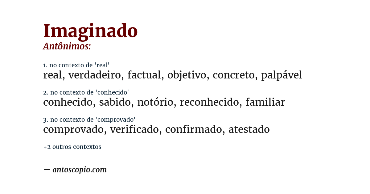 Antônimo de imaginado