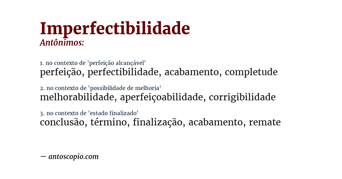 Antônimo de imperfectibilidade