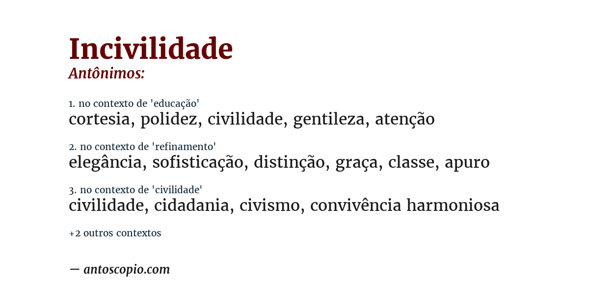 Antônimo de incivilidade