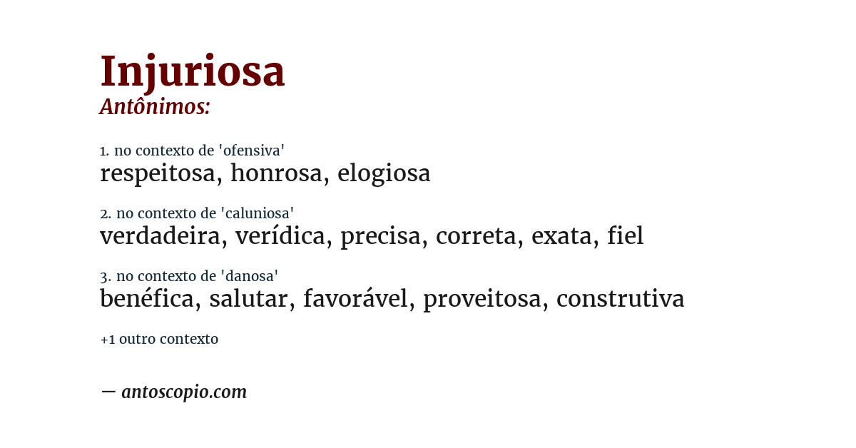 Antônimo de injuriosa