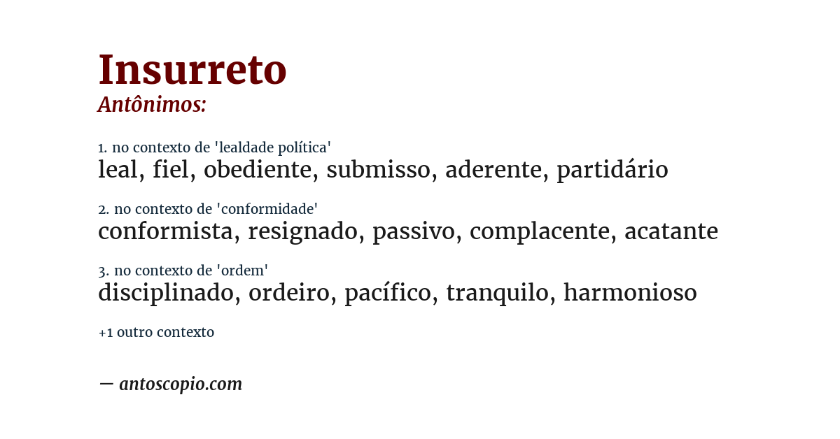 Antônimo de insurreto
