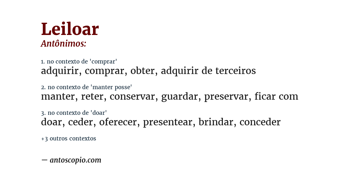 Antônimo de leiloar