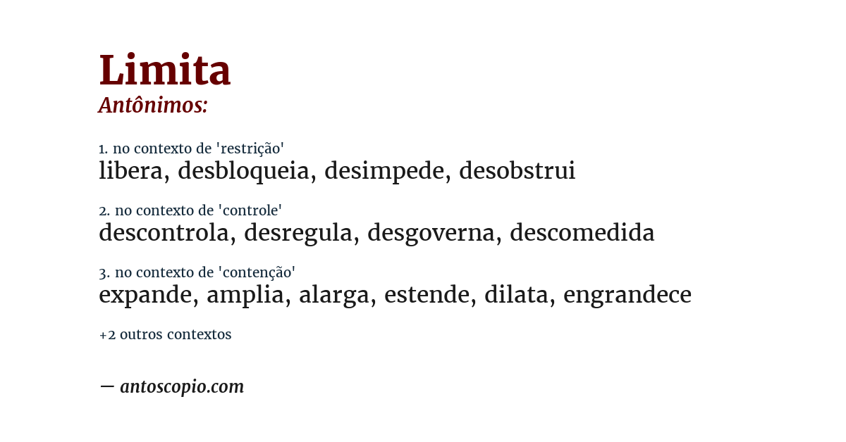 Antônimo de limita