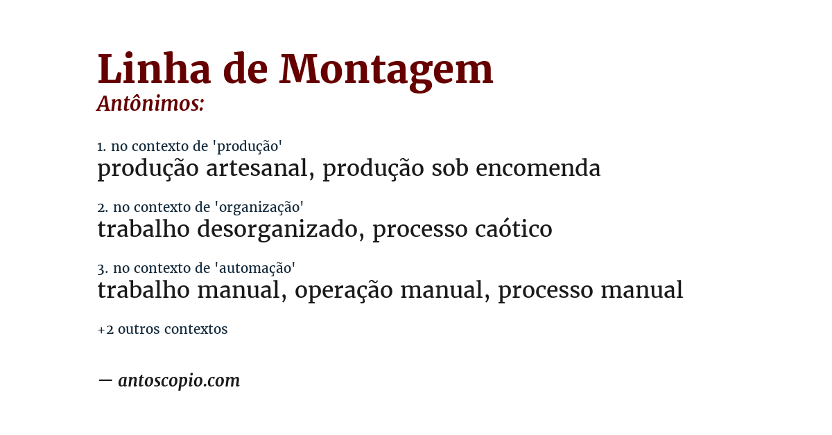 Antônimo de linha de montagem