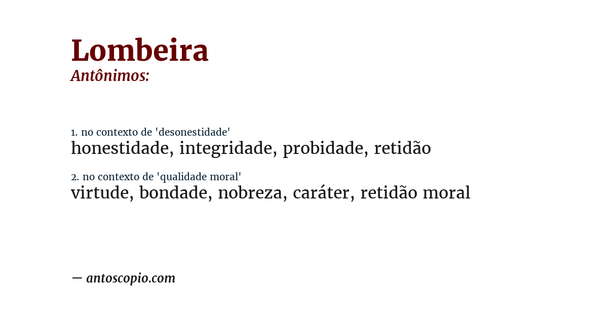 Antônimo de lombeira