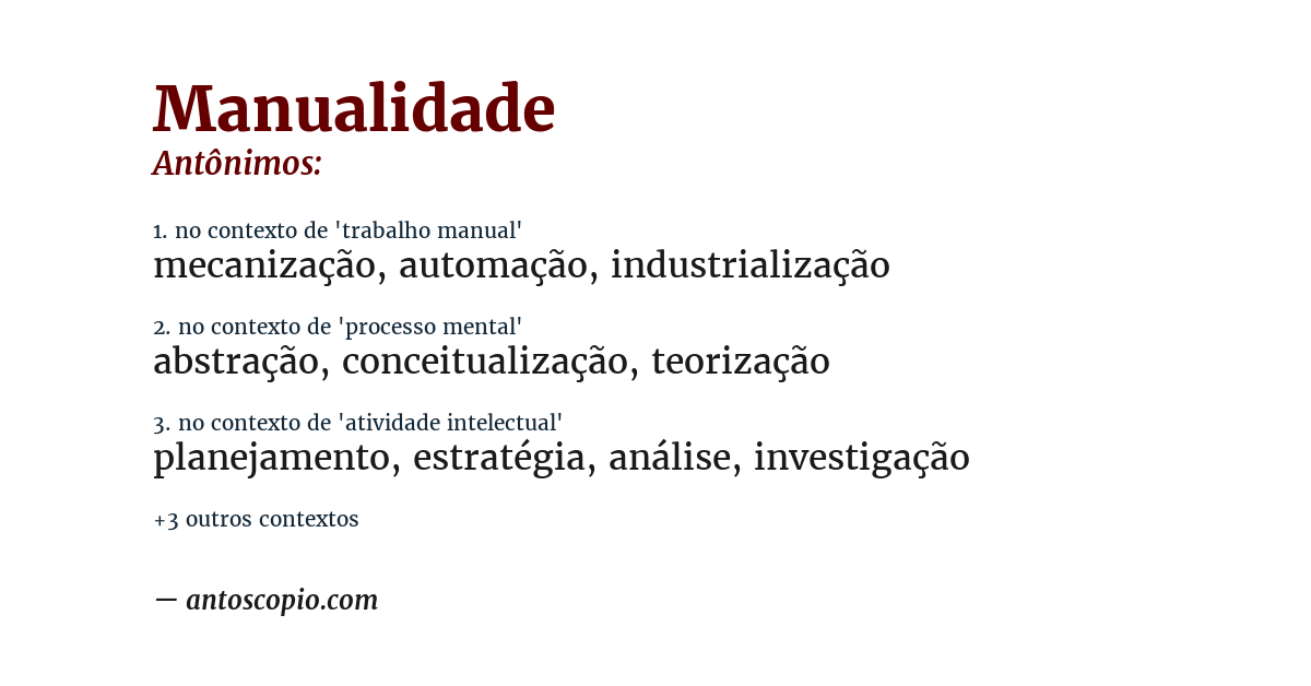 Antônimo de manualidade