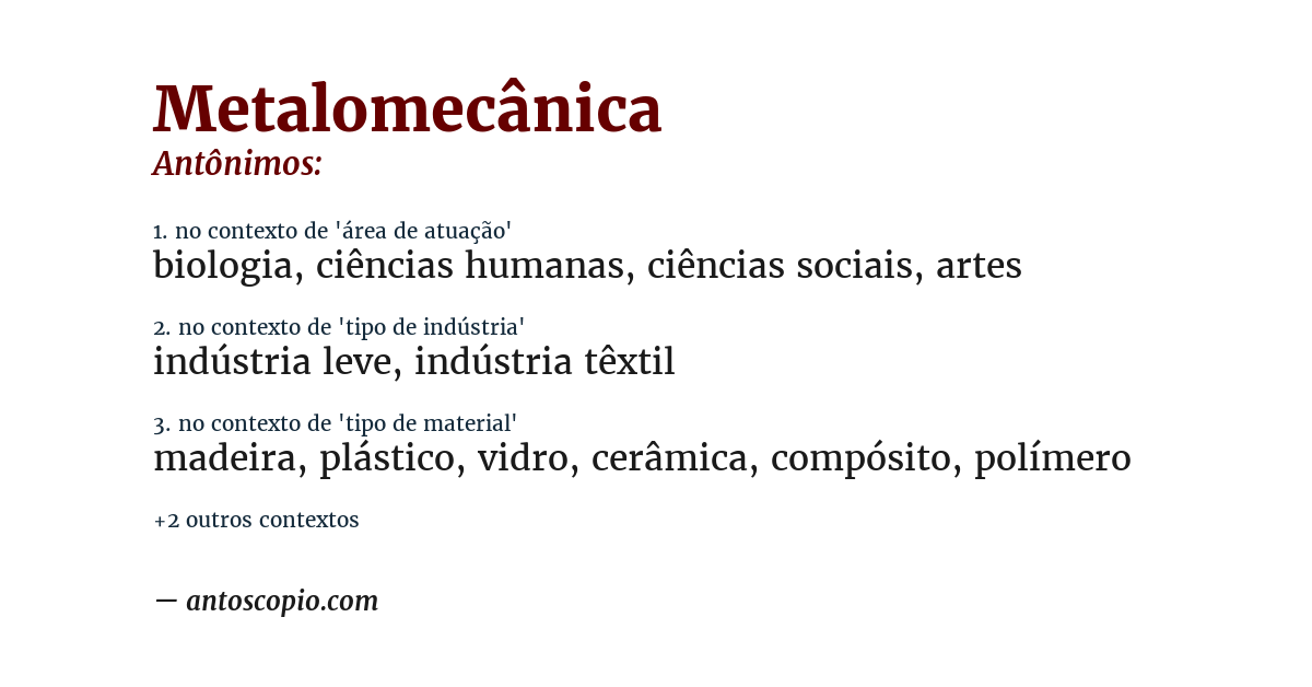 Antônimo de metalomecânica