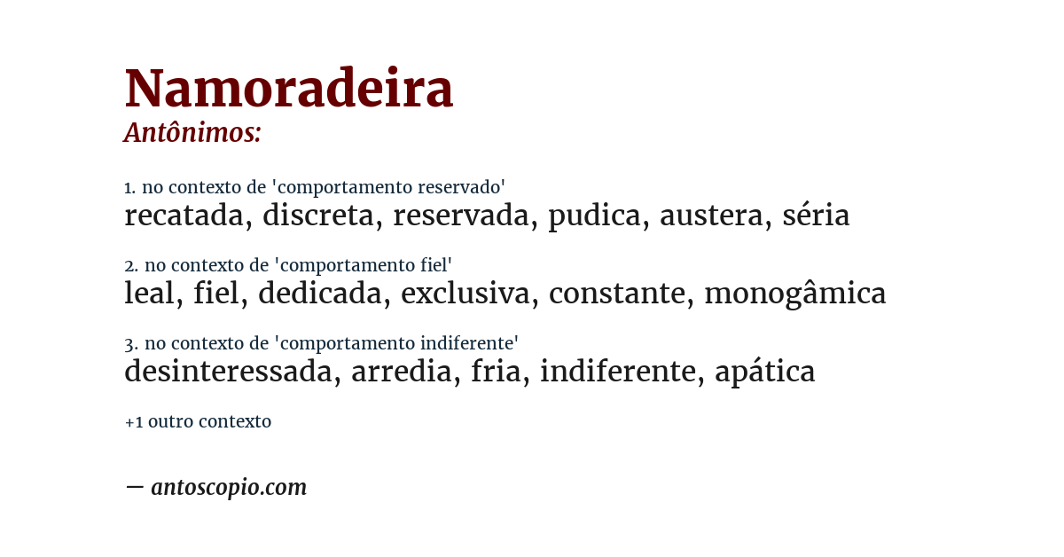 Antônimo de namoradeira