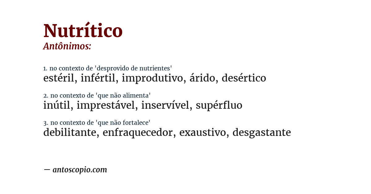 Antônimo de nutrítico