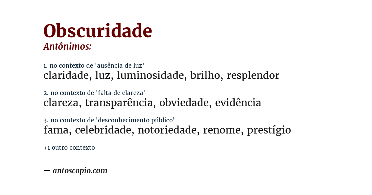 Antônimo de obscuridade