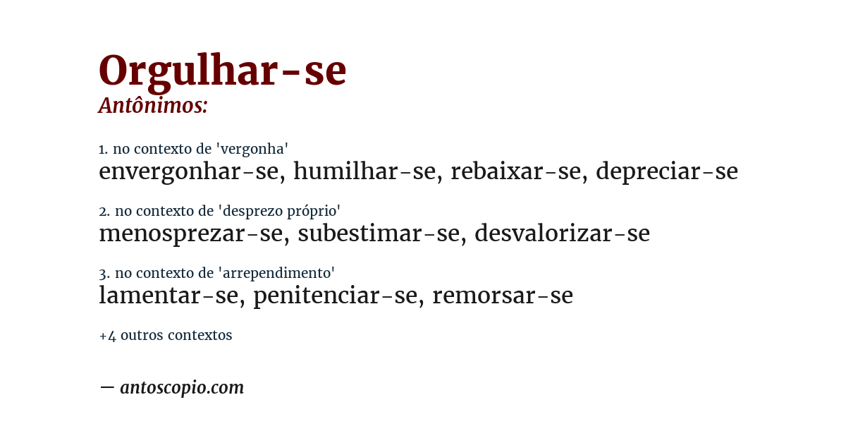 Antônimo de orgulhar-se