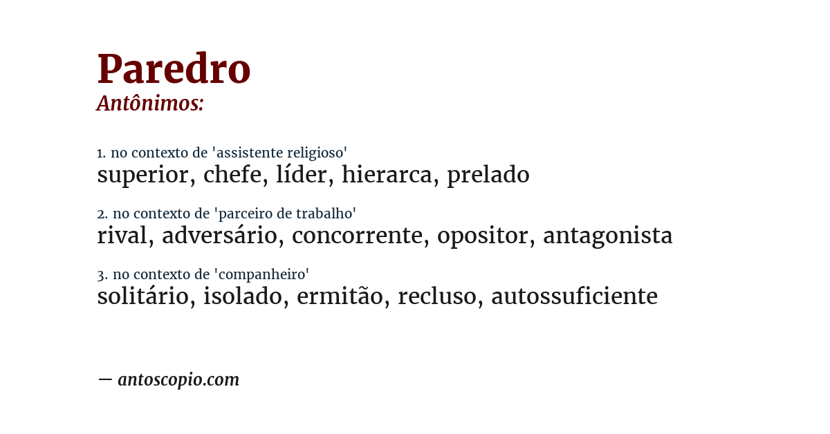 Antônimo de paredro