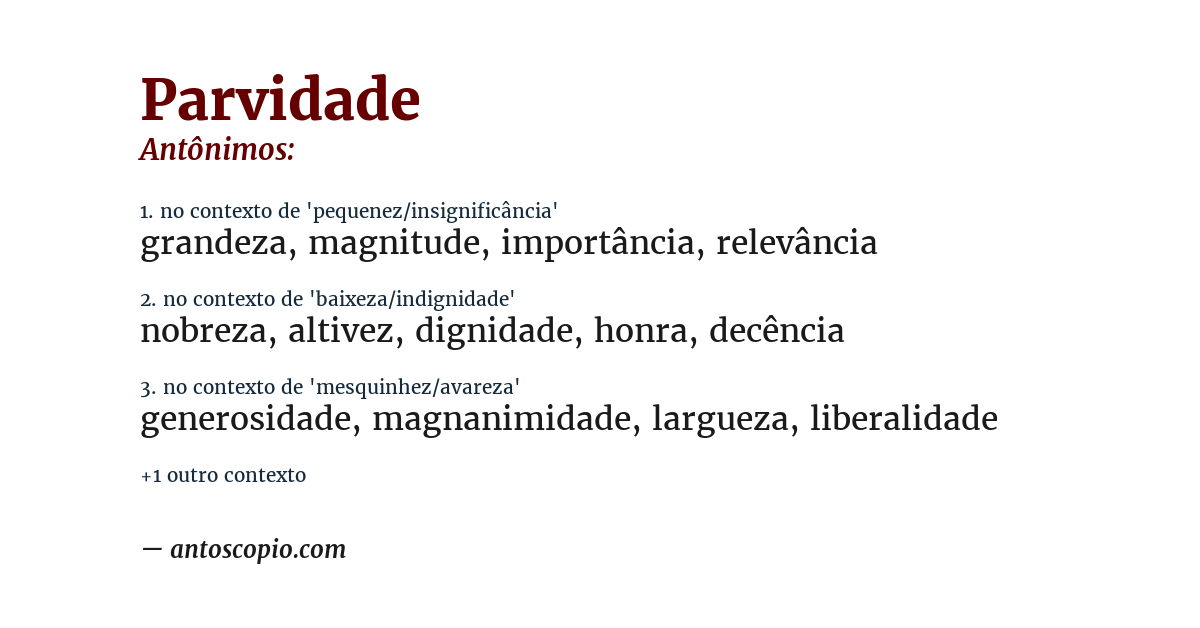 Antônimo de parvidade