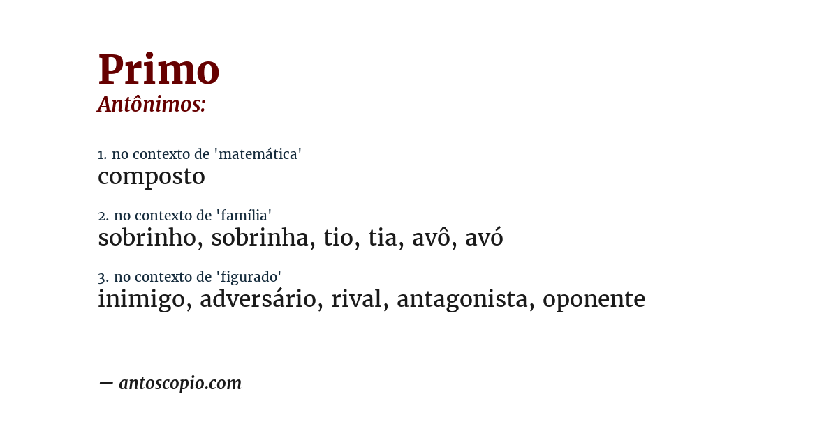 Antônimo de primo