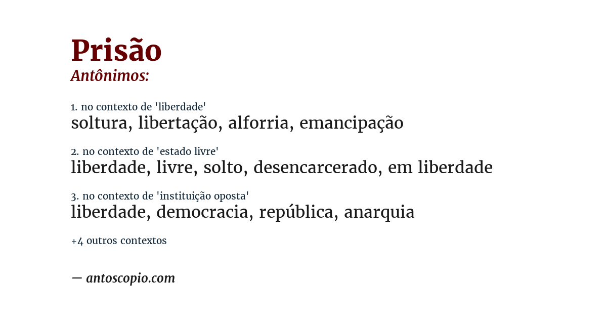 Antônimo de prisão
