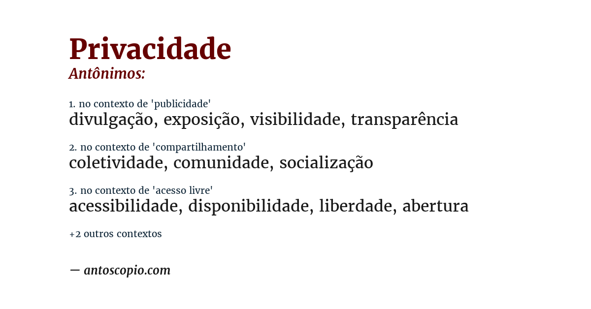 Antônimo de privacidade