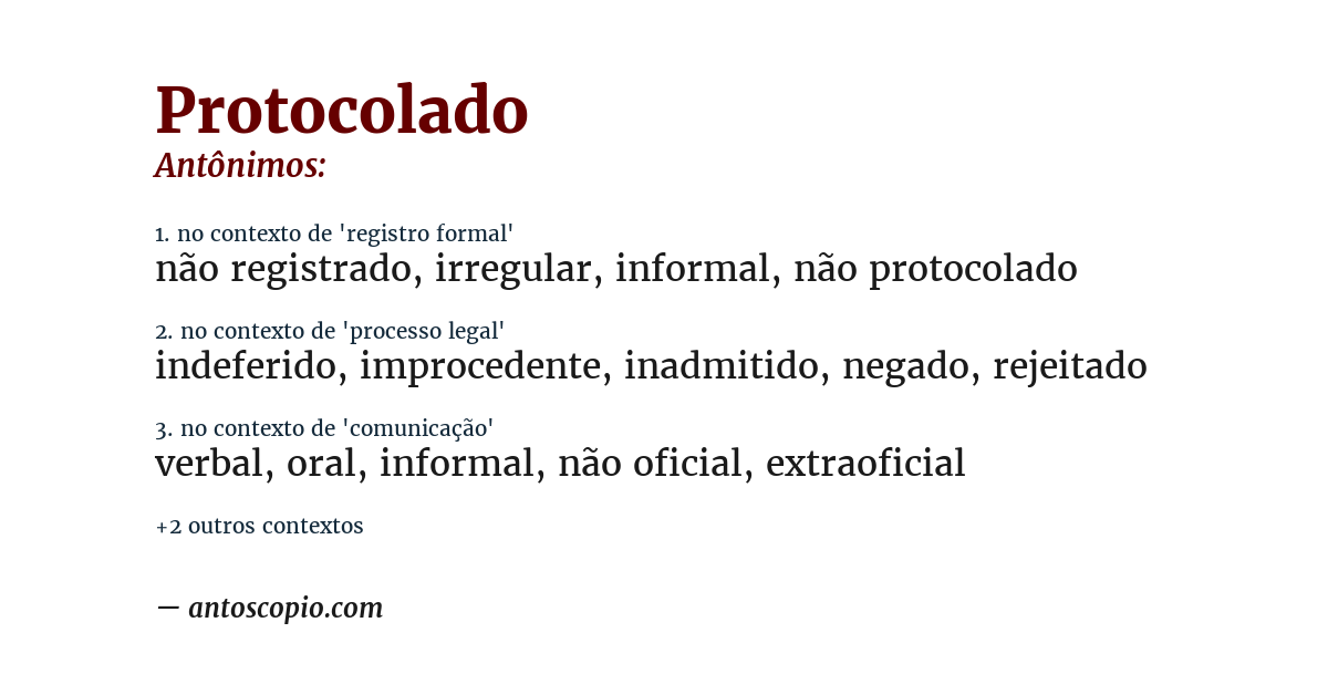 Antônimo de protocolado