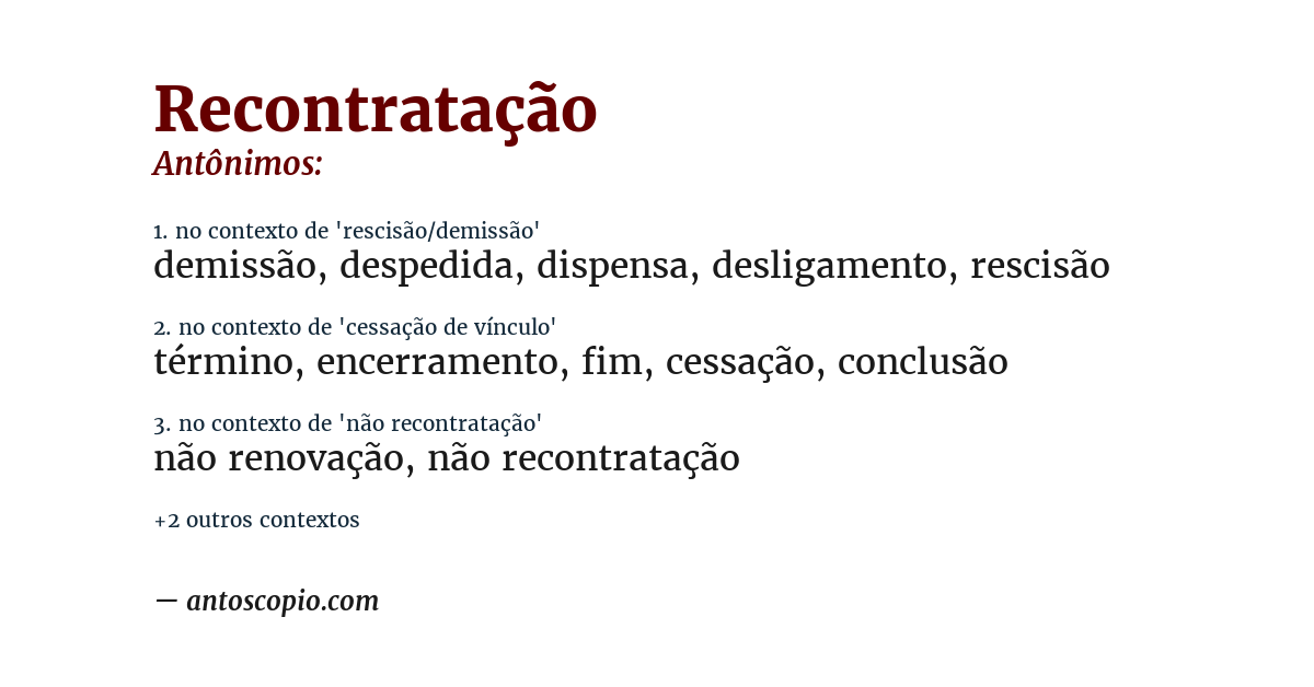 Antônimo de recontratação