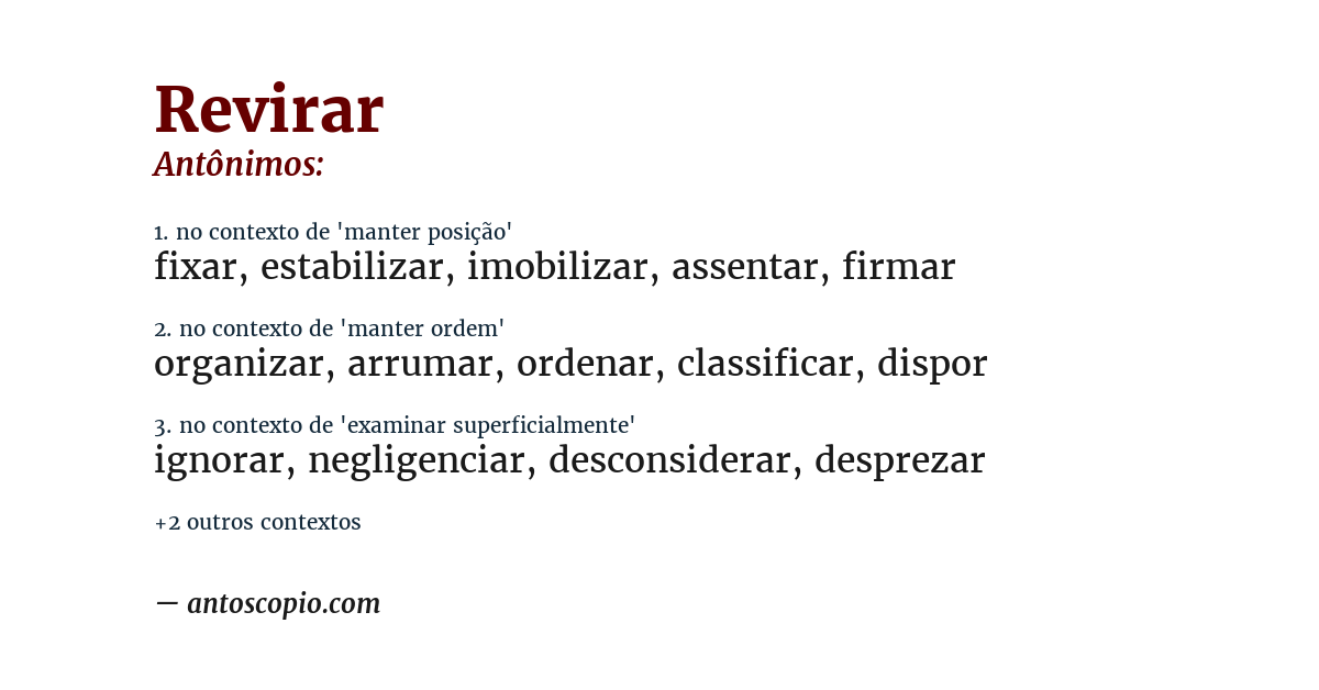 Antônimo de revirar