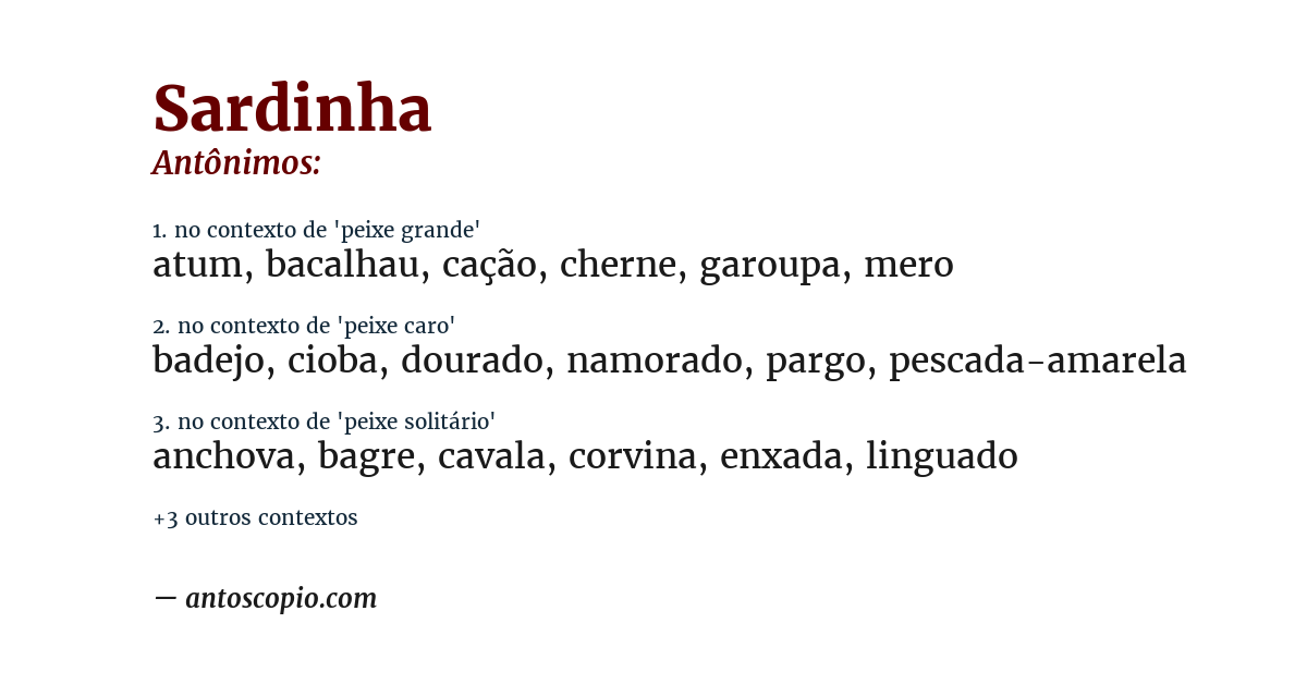 Antônimo de sardinha
