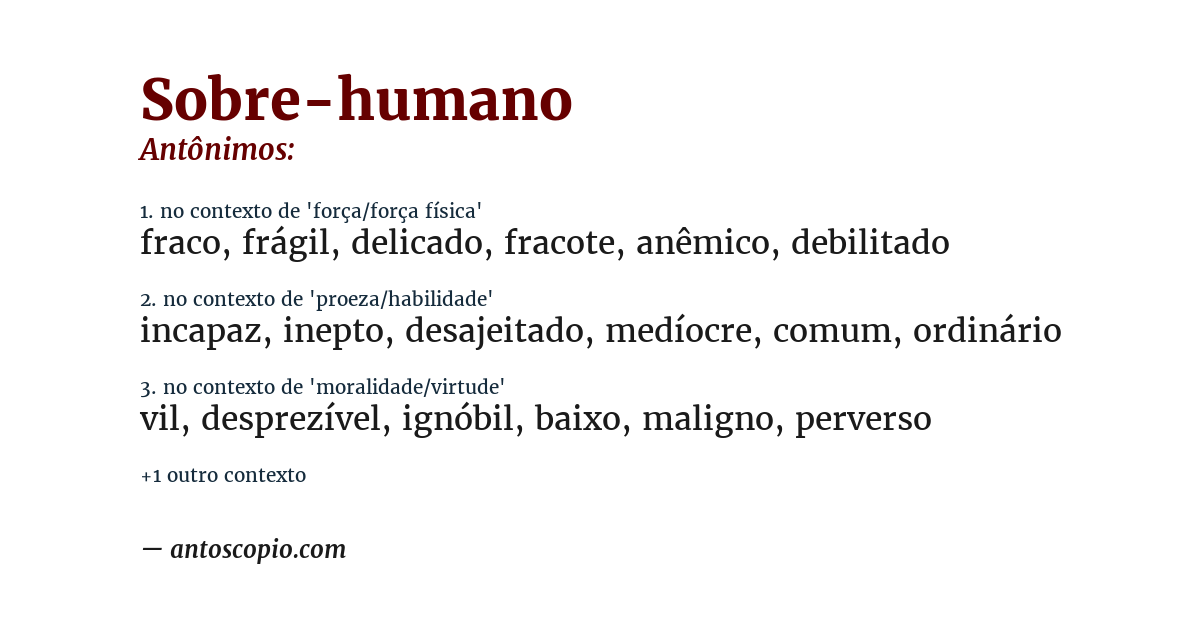 Antônimo de sobre-humano