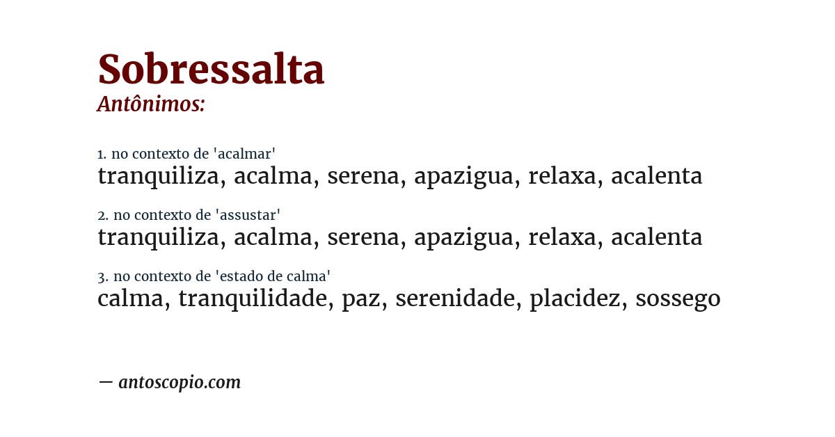 Antônimo de sobressalta