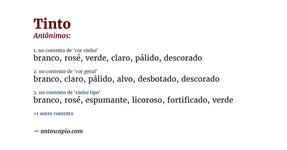 Antônimo de tinto