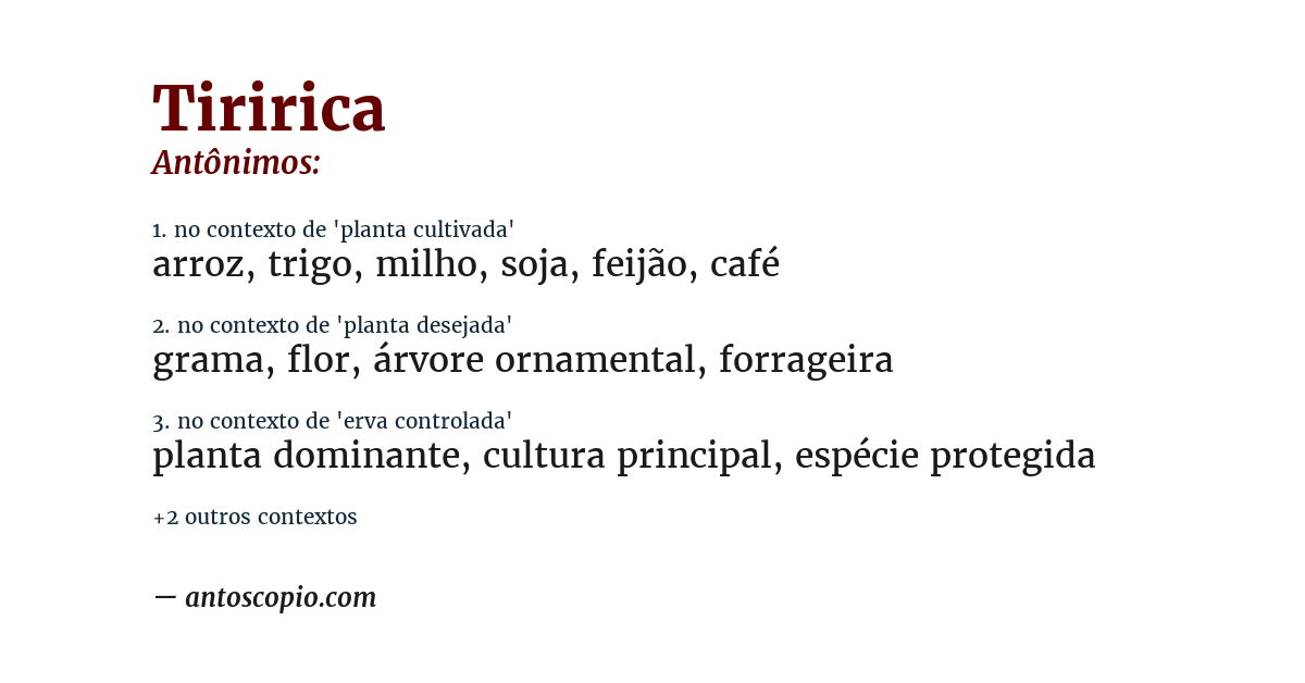 Antônimo de tiririca
