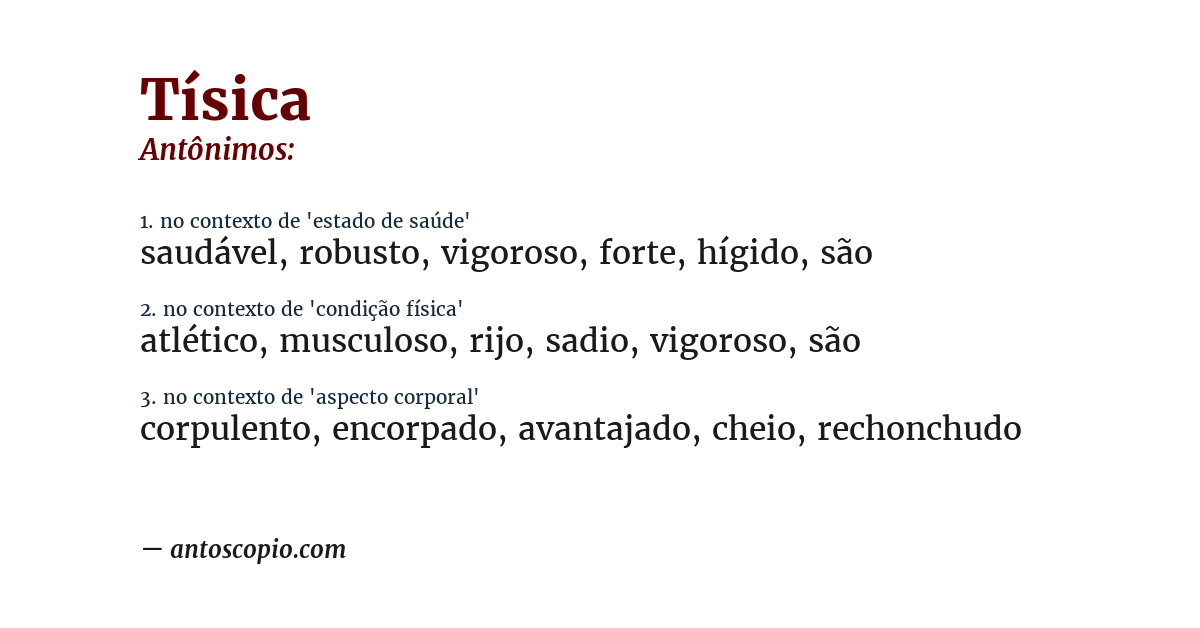 Antônimo de tísica